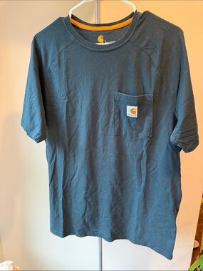Carhartt Teal Crewneck Pocket Tee with Orange Trim